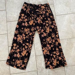 Kachel Anthropologie Black Floral Wide Leg Hi-Rise